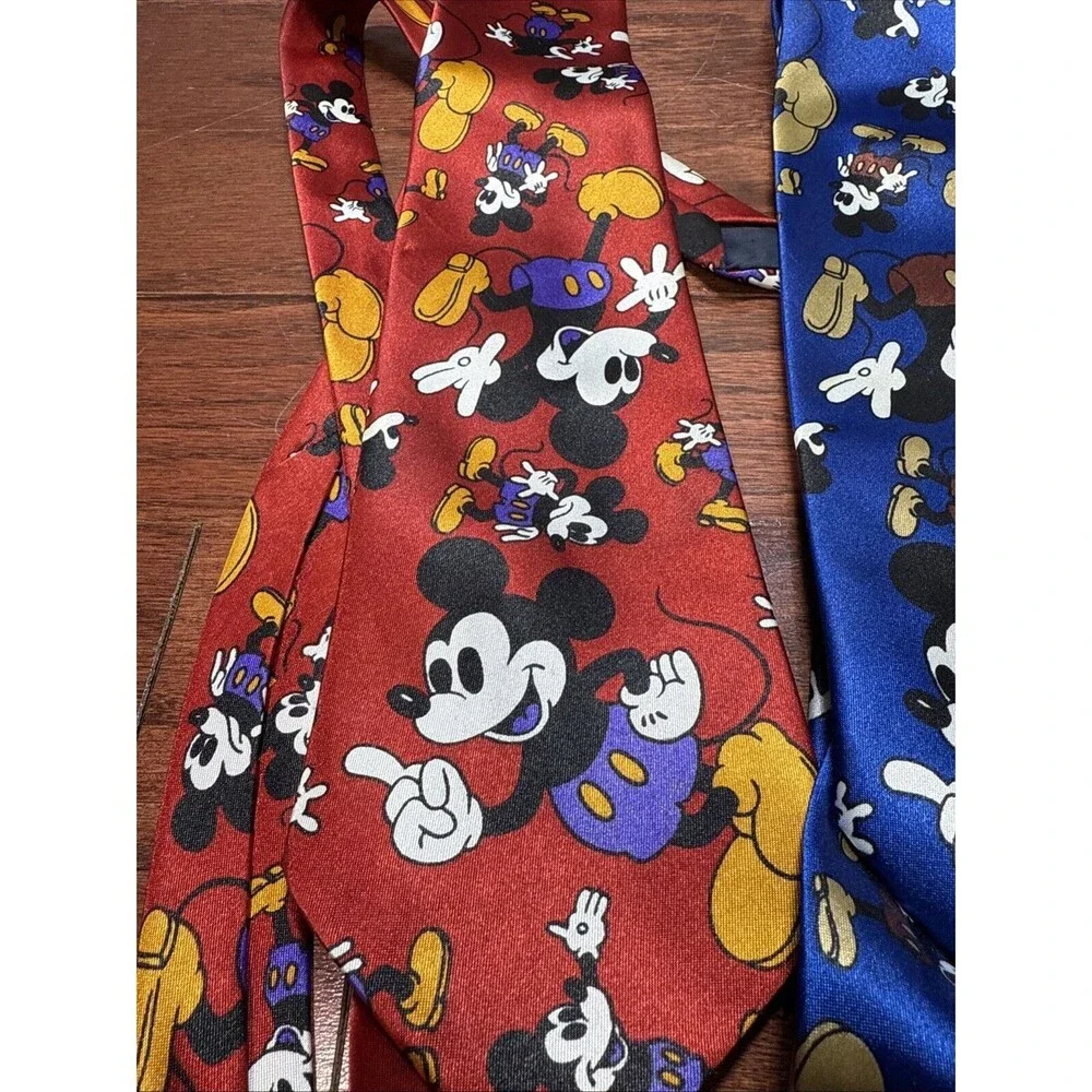 Vintage Disney Mickey Mouse 100% Silk Ties Lot Of 2 Excellent Condition